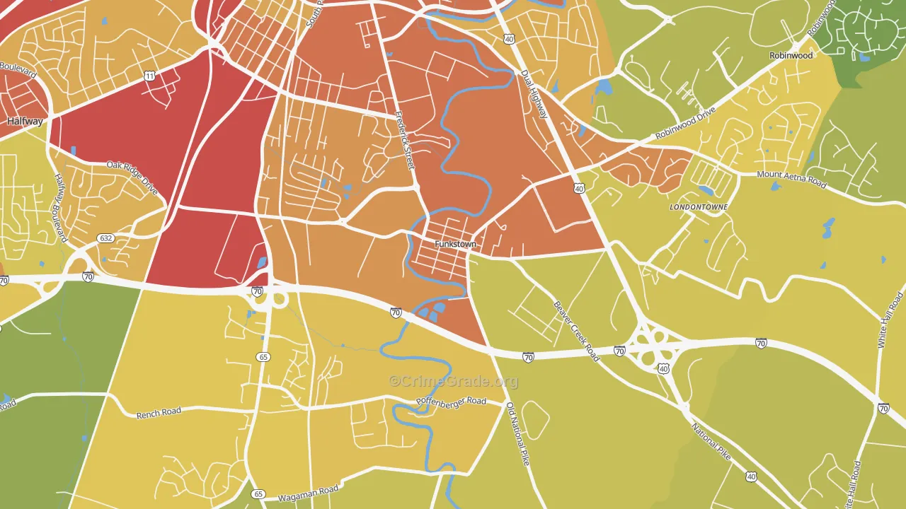 Funkstown, MD Map of Vandalism Rates