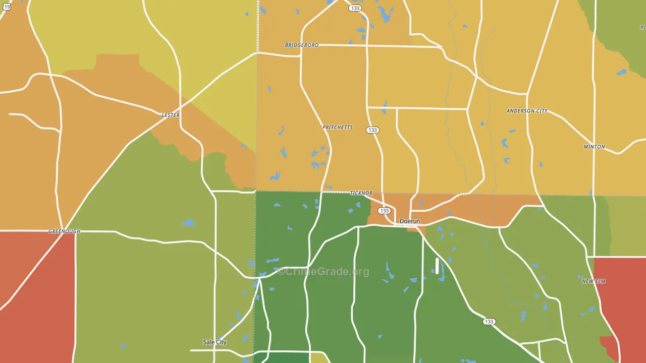 Funston, GA Map of Vandalism Rates