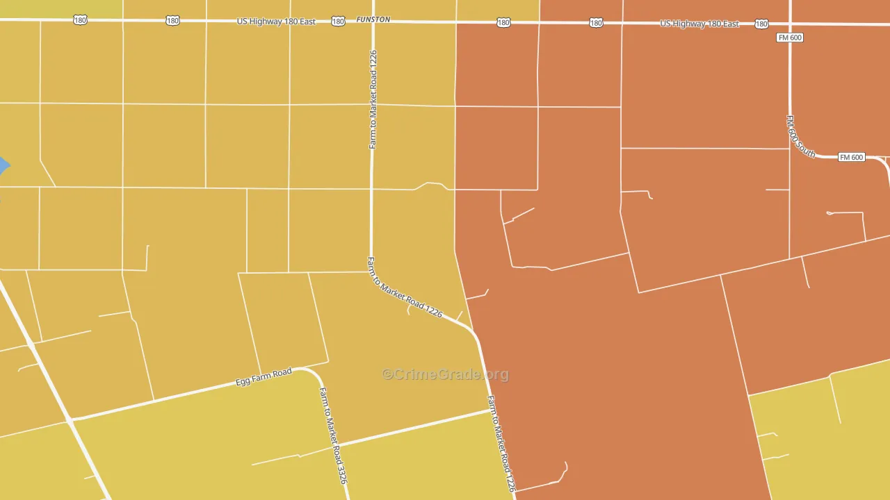 Funston, TX Map of Vandalism Rates