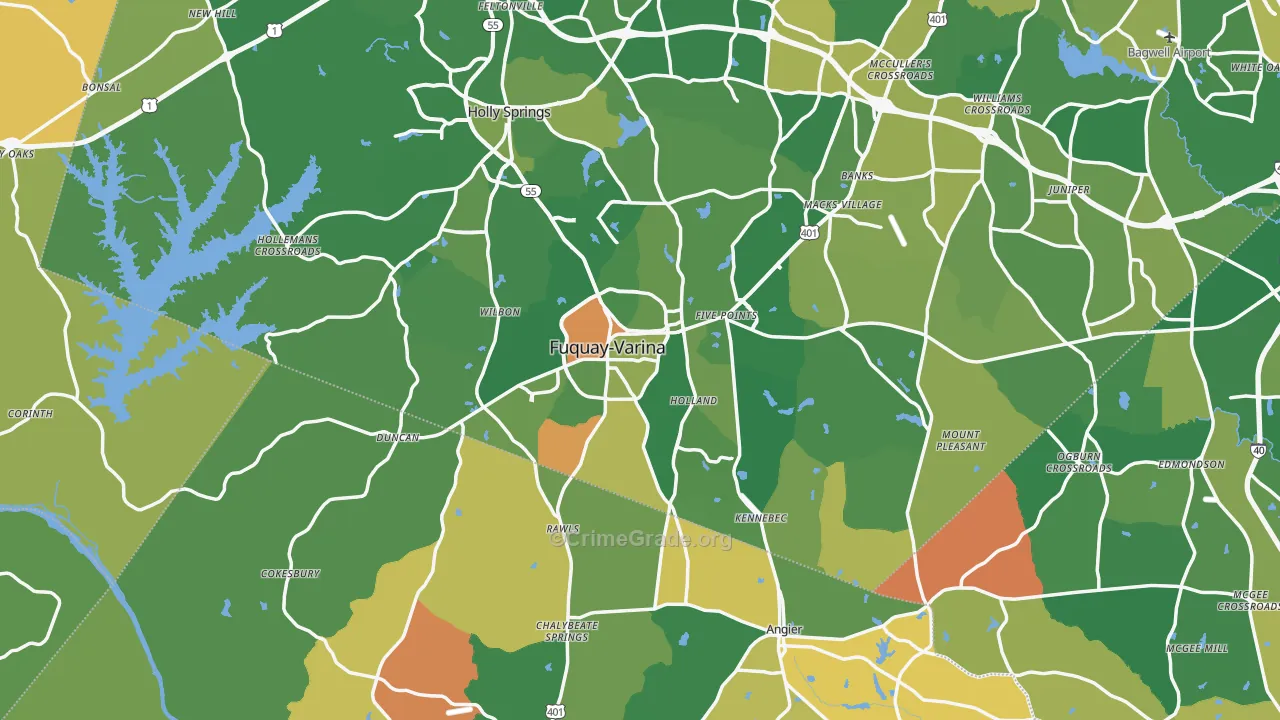 Fuquay-Varina, NC Map of Vandalism Rates