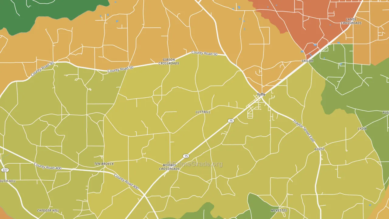Fyffe, AL Map of Vandalism Rates