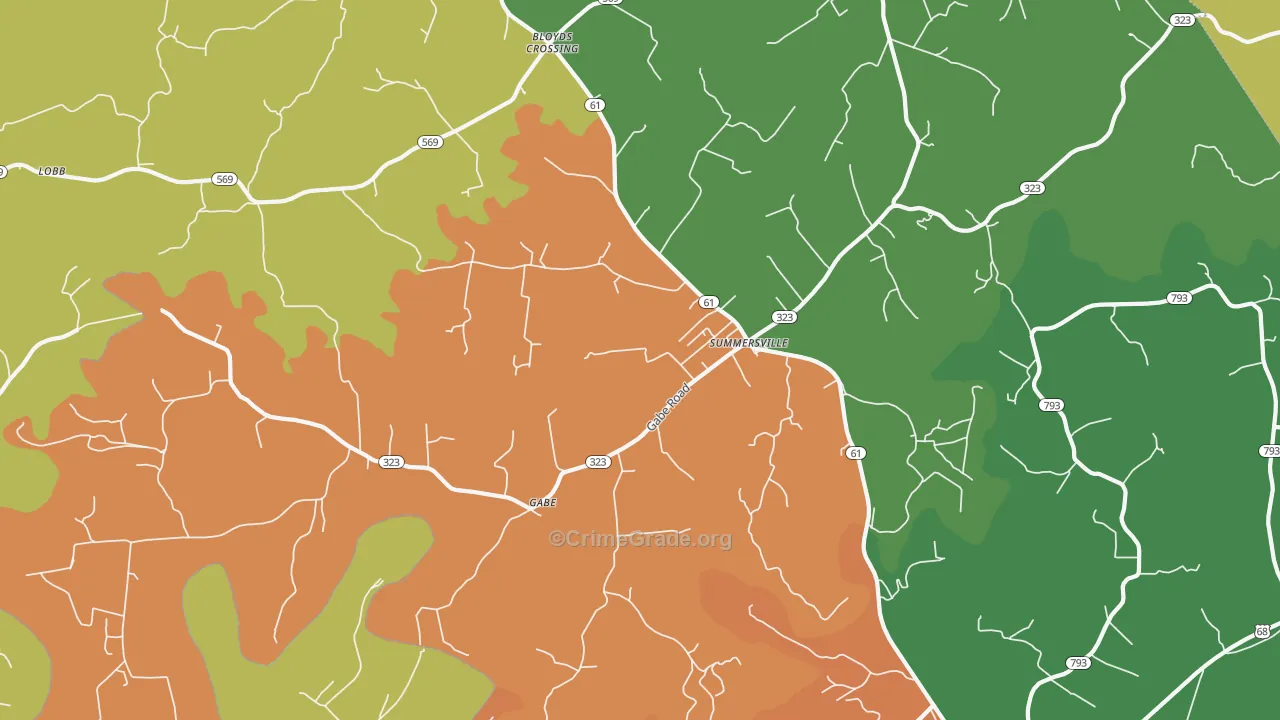 Gabe, KY Map of Vandalism Rates