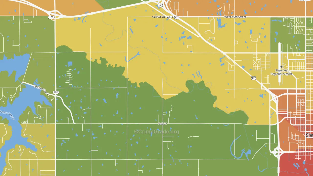 Gaddy, OK Map of Vandalism Rates