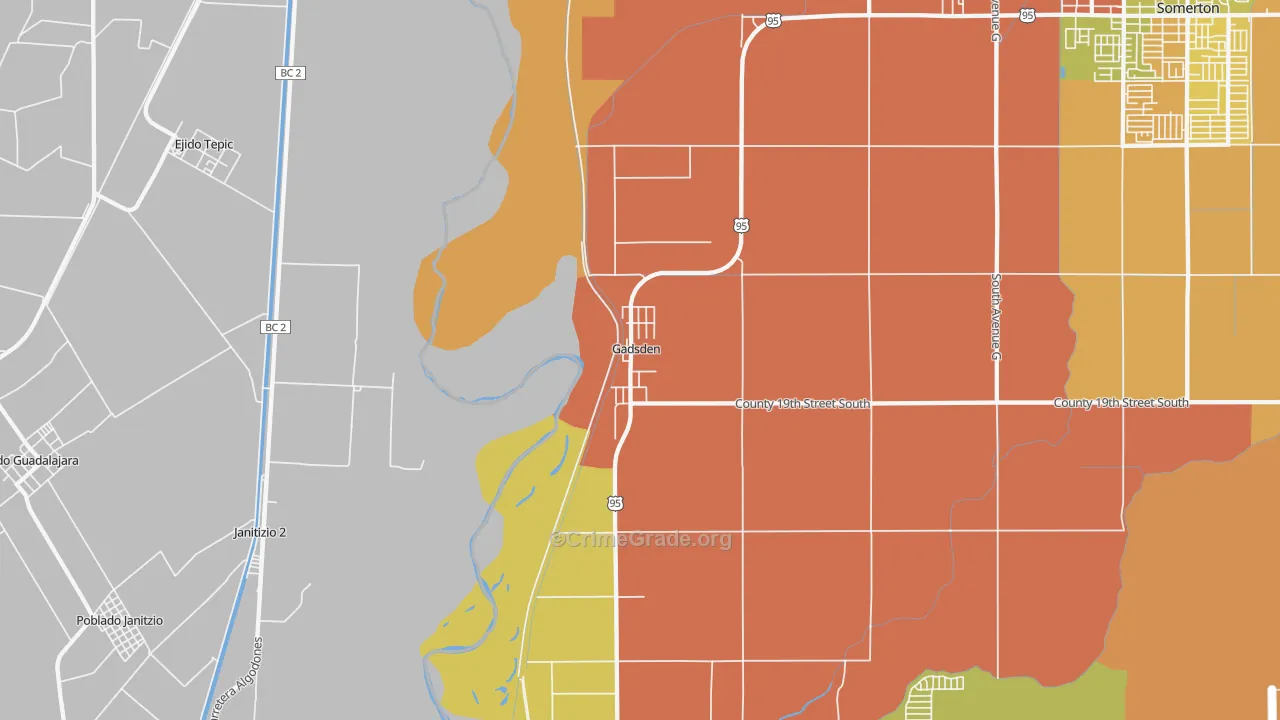 Gadsden, AZ Map of Vandalism Rates