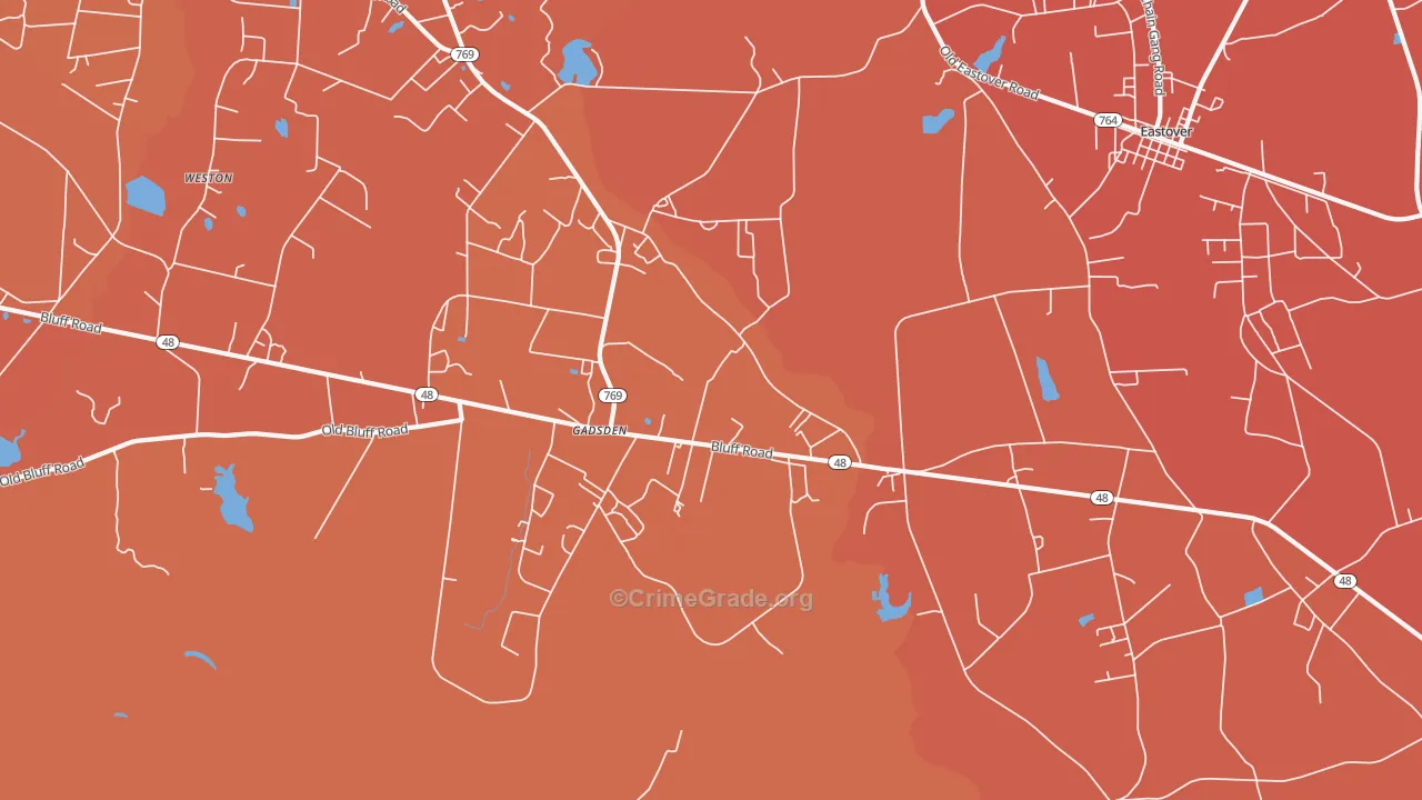 Gadsden, SC Map of Vandalism Rates
