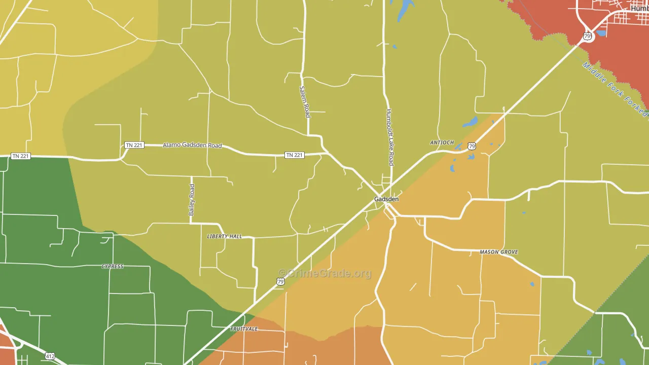 Gadsden, TN Map of Vandalism Rates