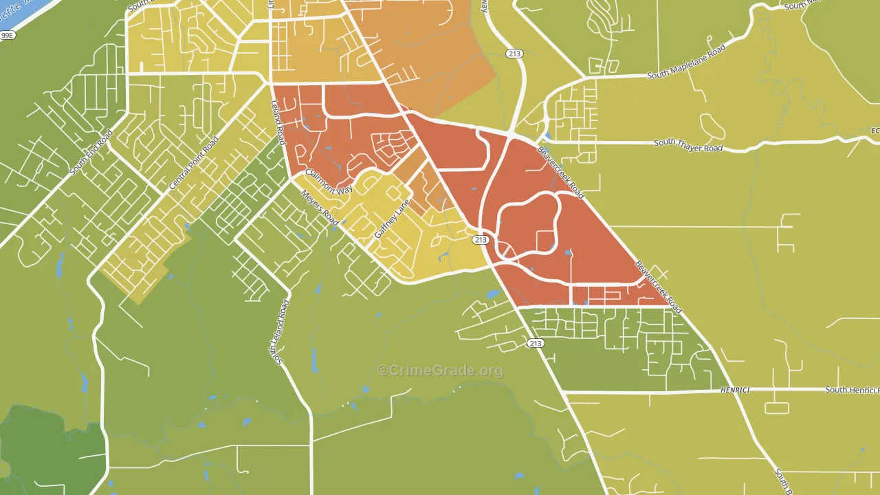 Gaffney Lane, Oregon City, OR Map of Vandalism Rates