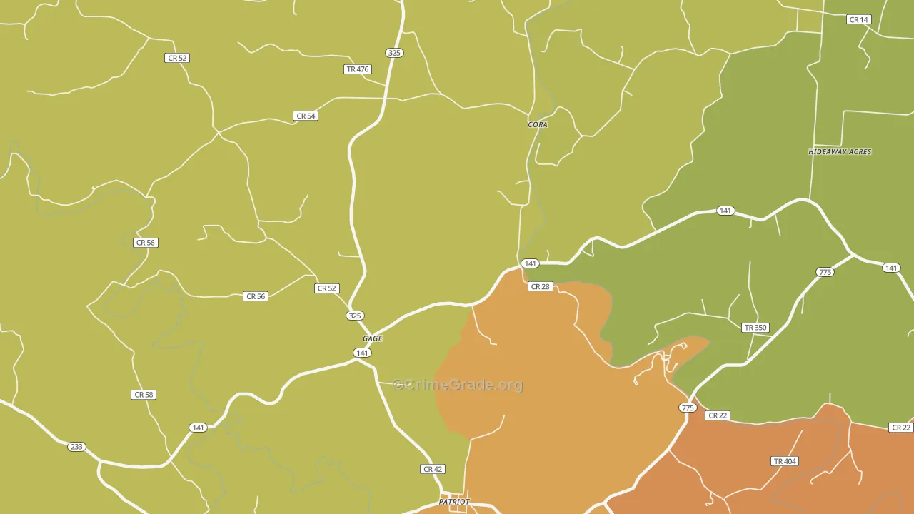 Gage, OH Map of Vandalism Rates