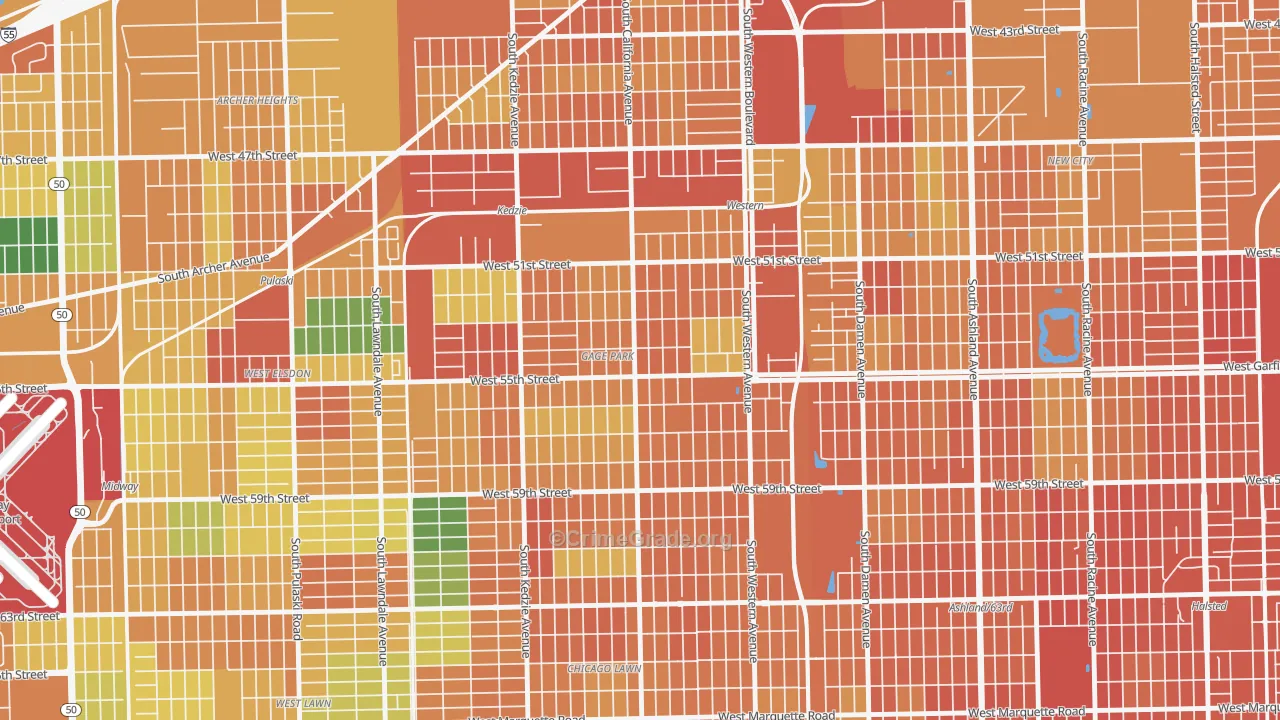 Gage Park, Chicago, IL Map of Vandalism Rates