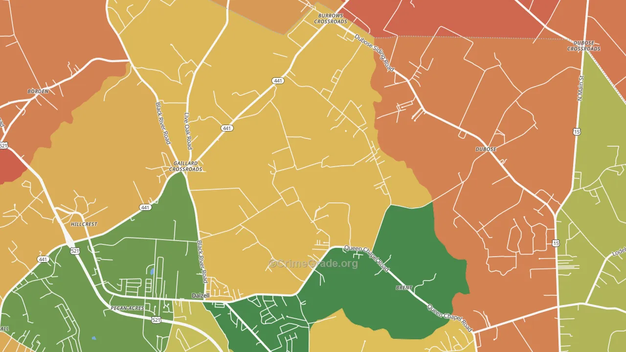 Gaillard Crossroads, SC Map of Vandalism Rates