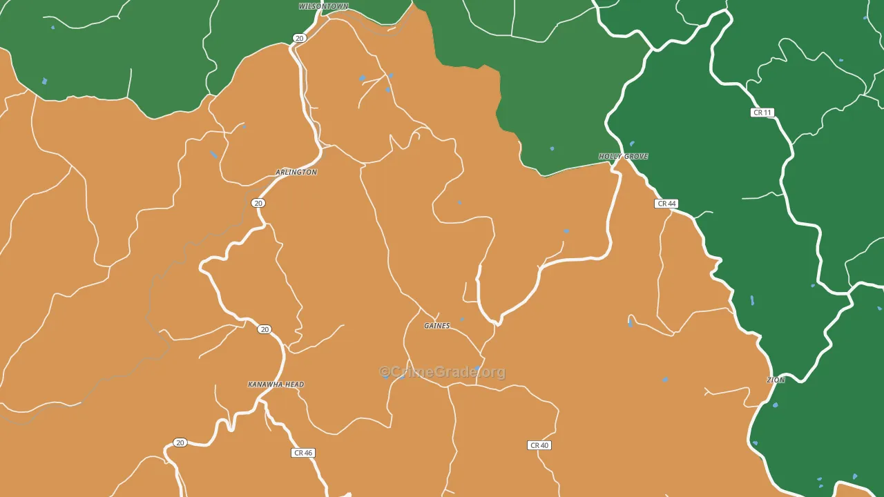 Gaines, WV Map of Vandalism Rates
