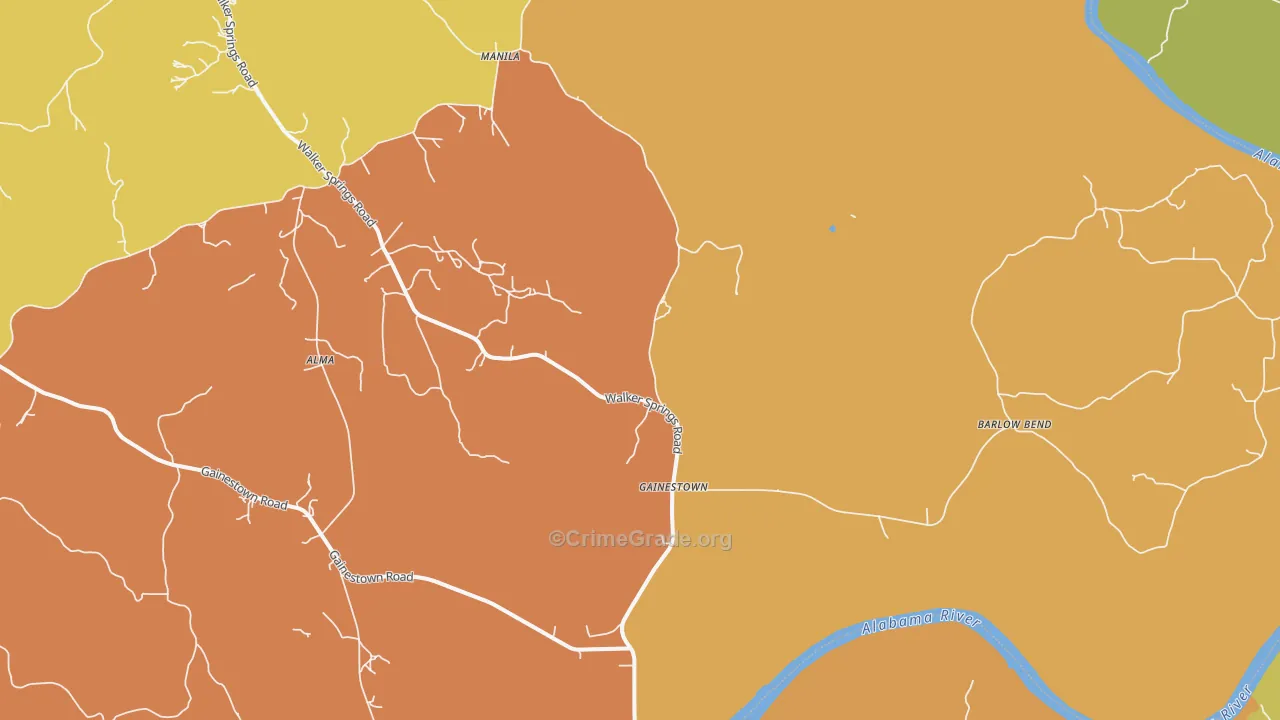 Gainestown, AL Map of Vandalism Rates
