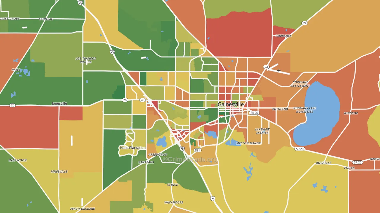 Gainesville, FL Map of Vandalism Rates