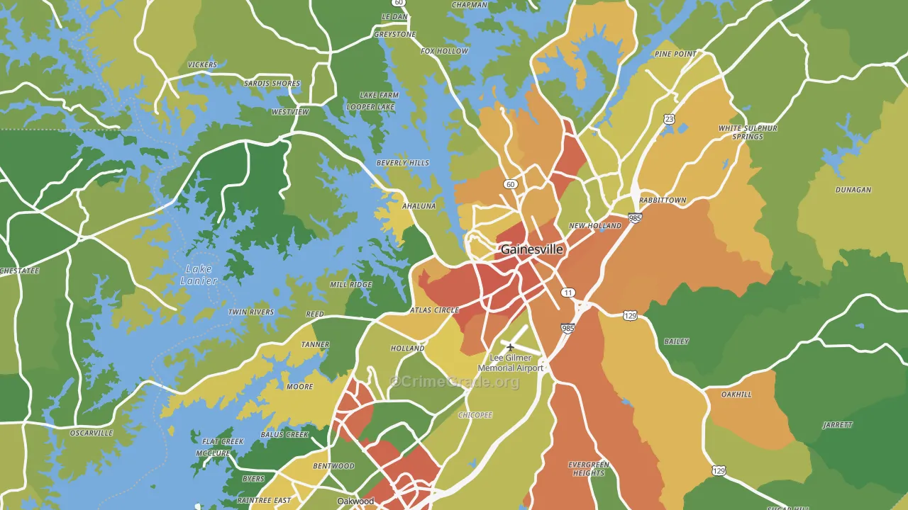 Gainesville, GA Map of Vandalism Rates