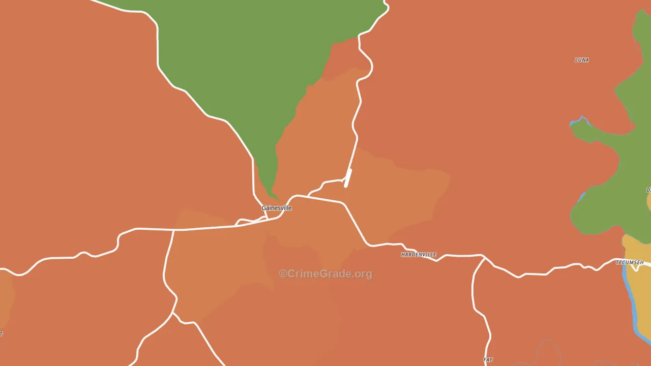Gainesville, MO Map of Vandalism Rates