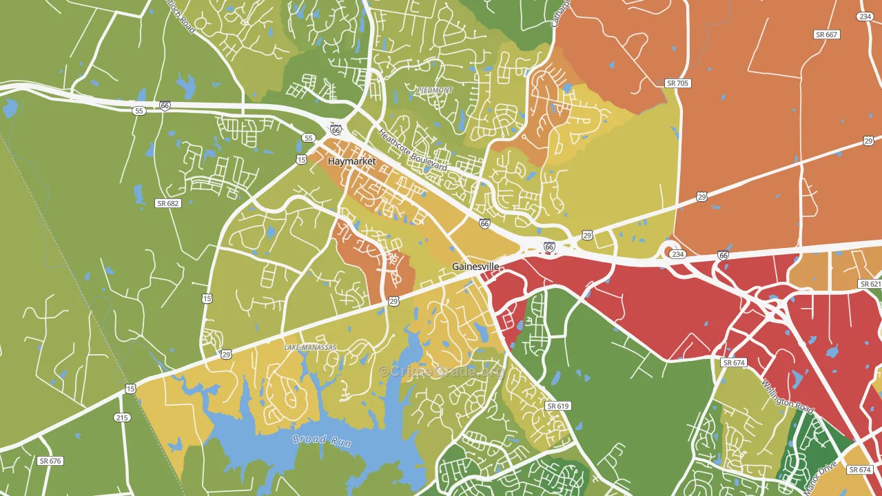Gainesville, VA Map of Vandalism Rates