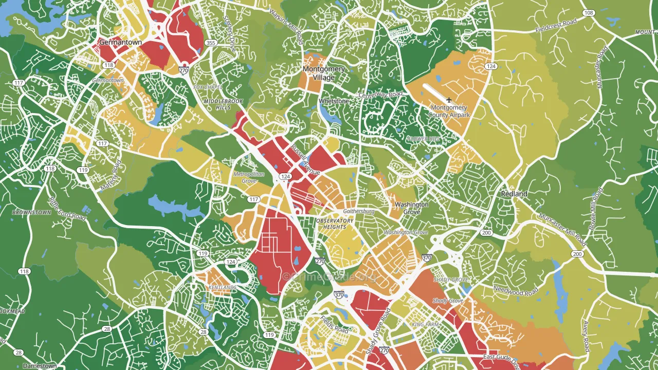 Gaithersburg, MD Map of Vandalism Rates