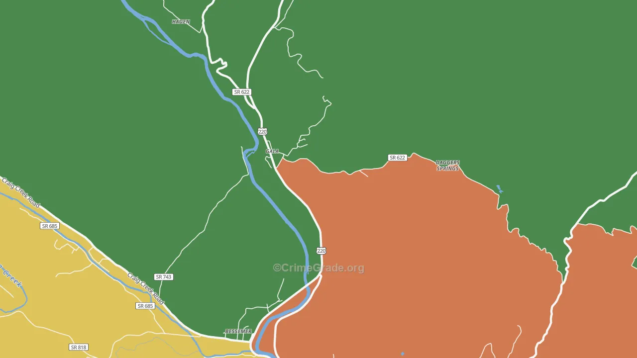 Gala, VA Map of Vandalism Rates