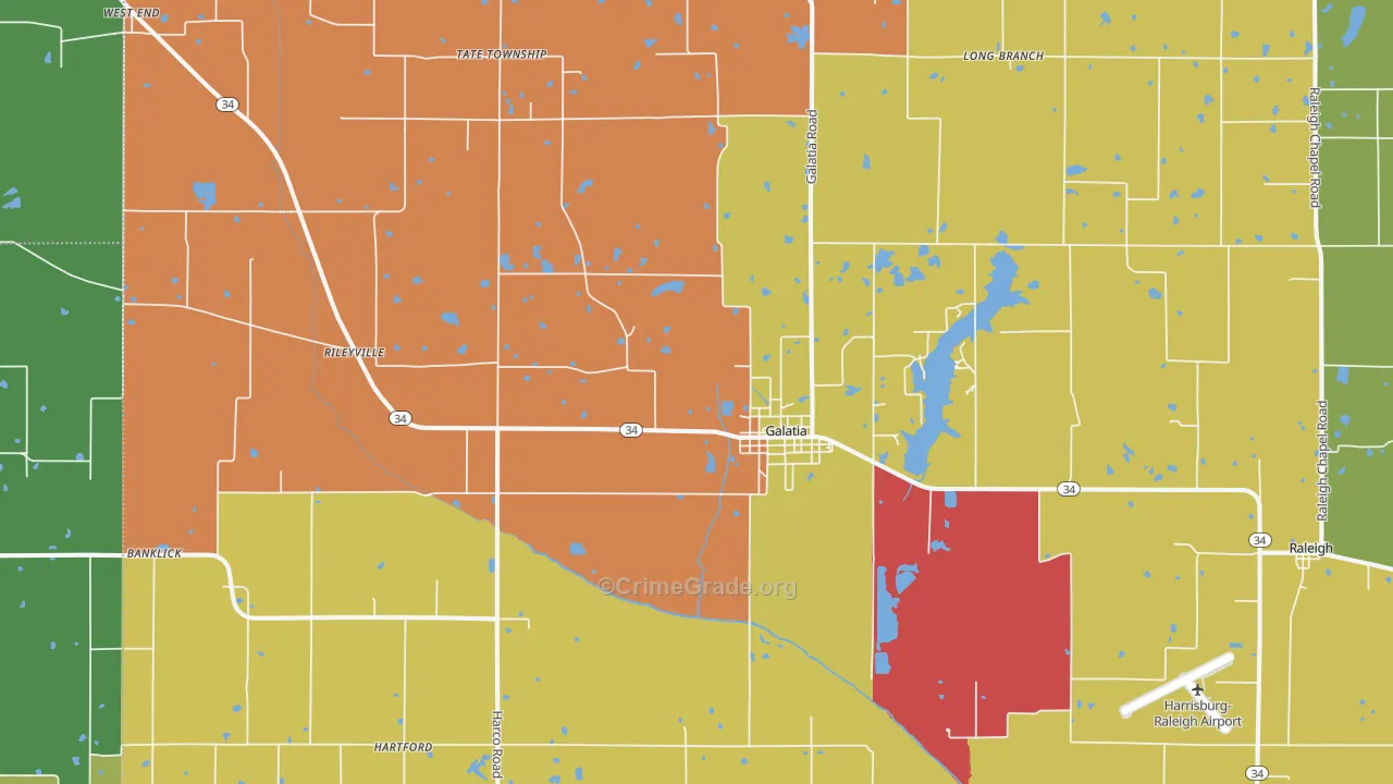 Galatia, IL Map of Vandalism Rates