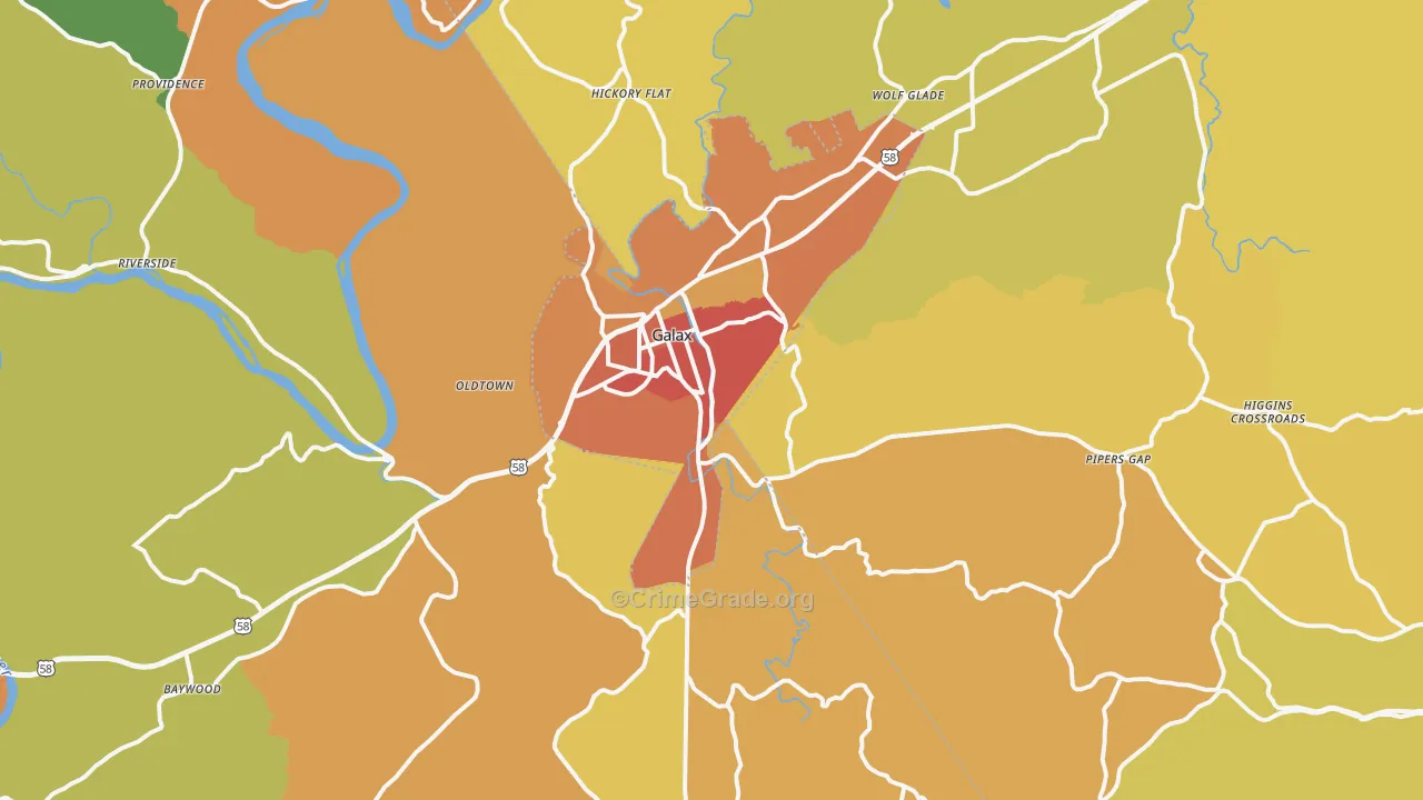 Galax, VA Map of Vandalism Rates