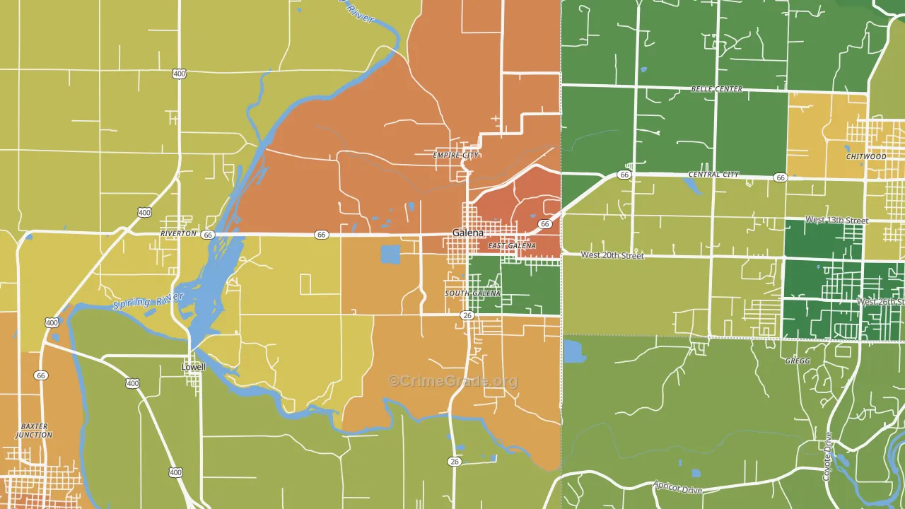Galena, KS Map of Vandalism Rates