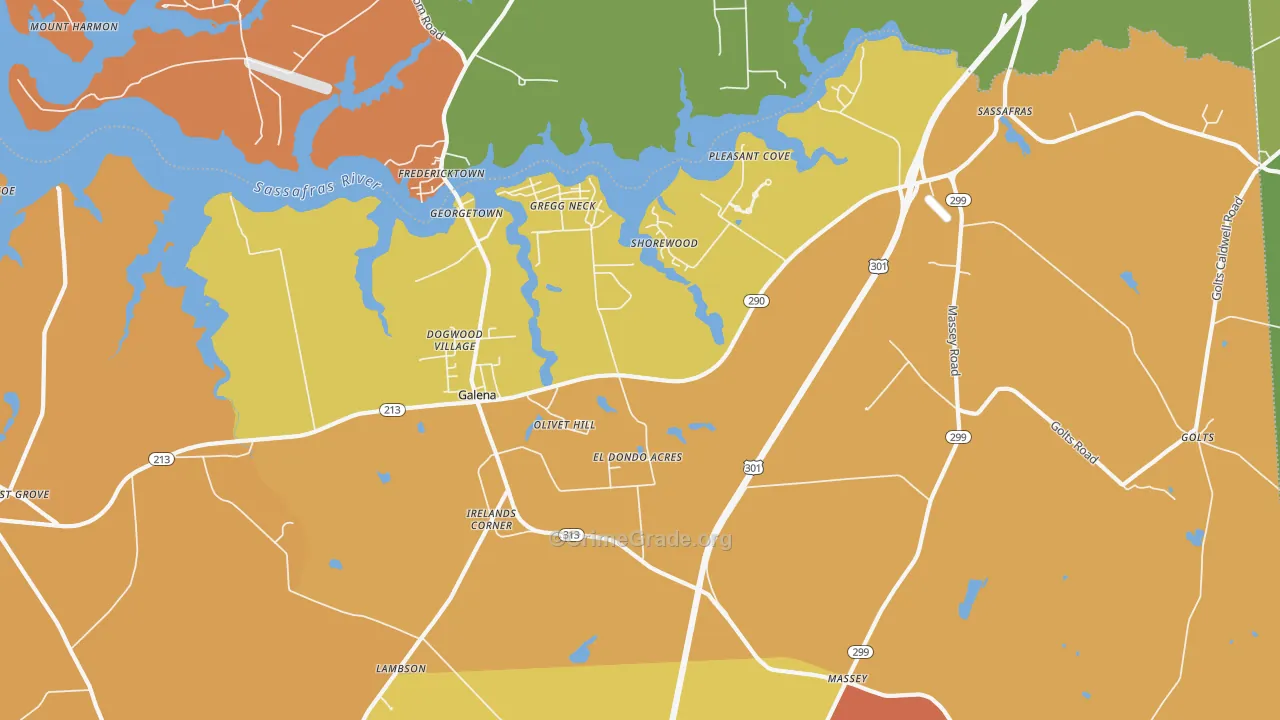 Galena, MD Map of Vandalism Rates