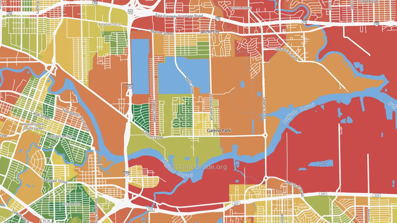 Galena Park, TX Map of Vandalism Rates