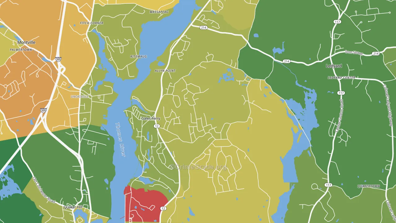 Gales Ferry, CT Map of Vandalism Rates