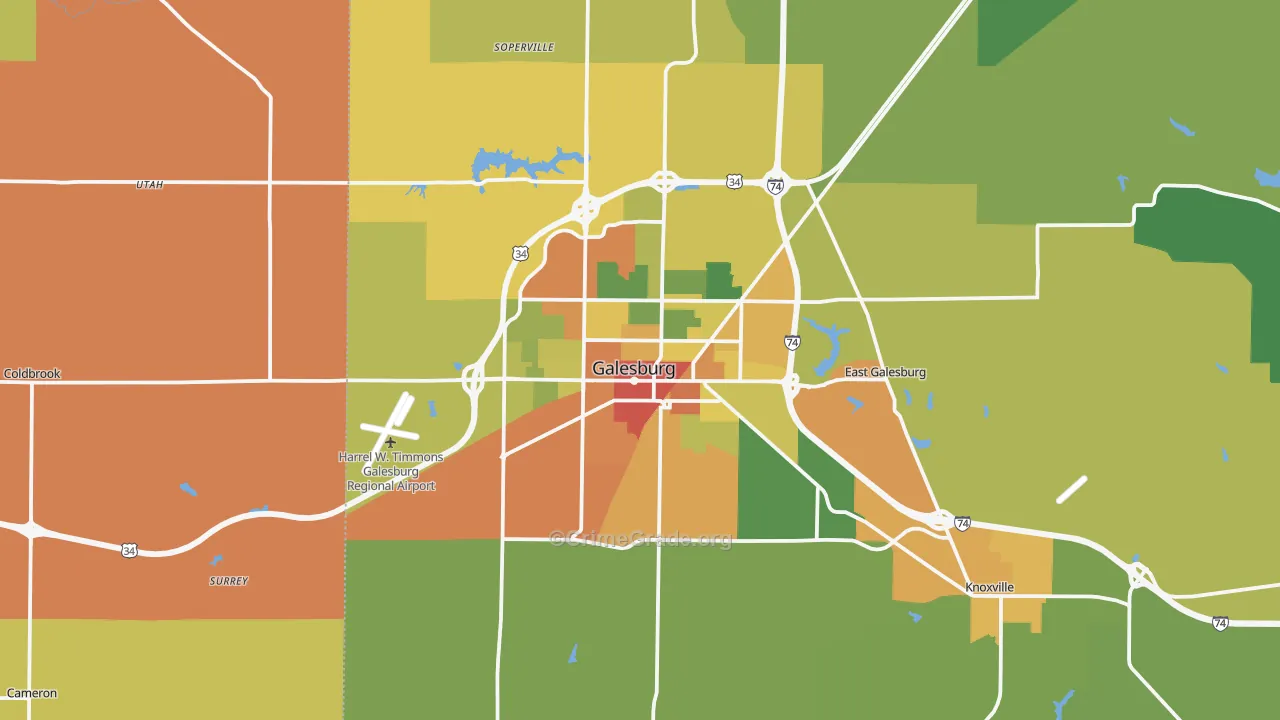 Galesburg, IL Map of Vandalism Rates