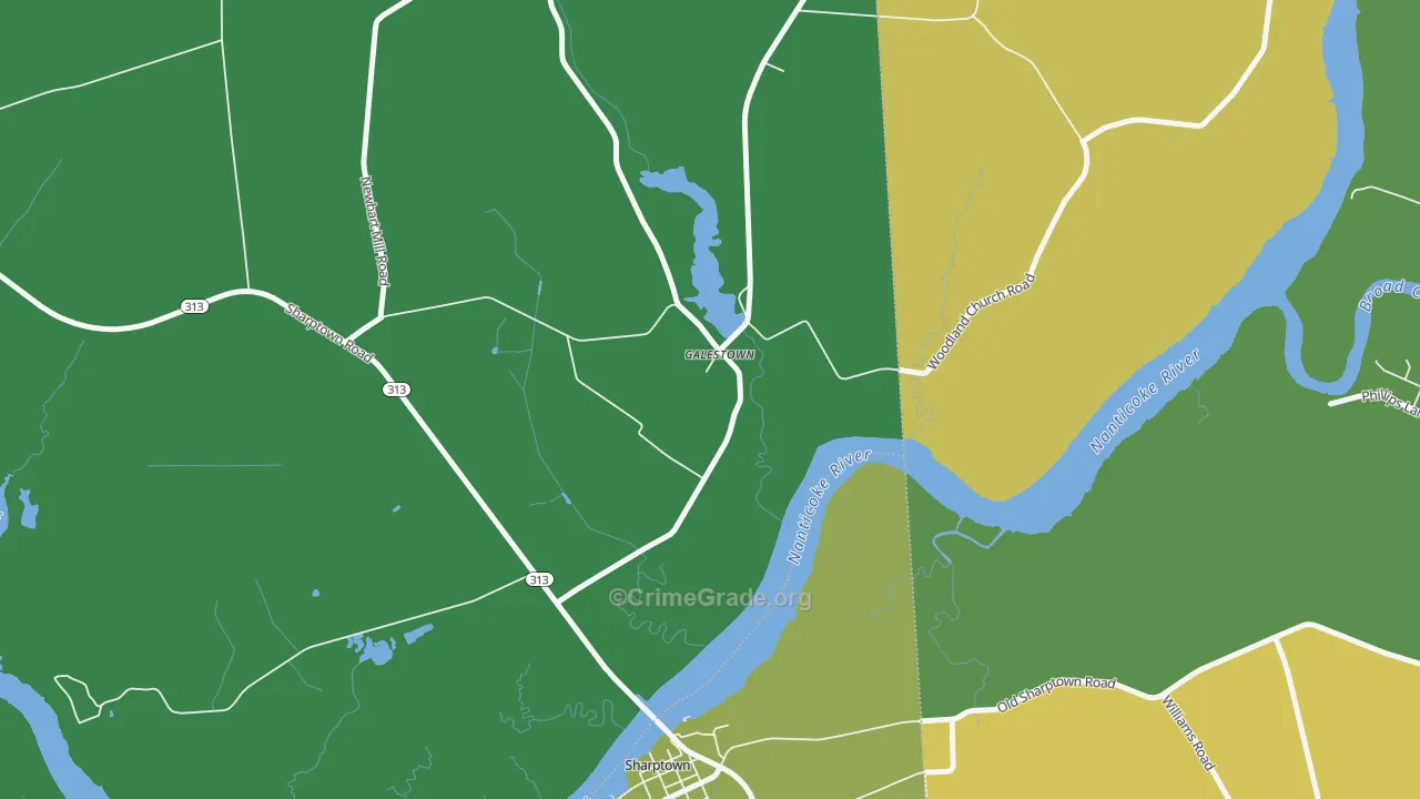 Galestown, MD Map of Vandalism Rates
