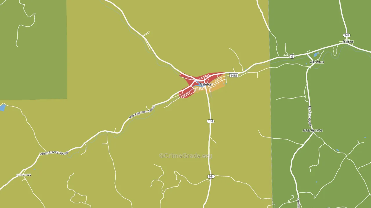 Galeton, PA Map of Vandalism Rates