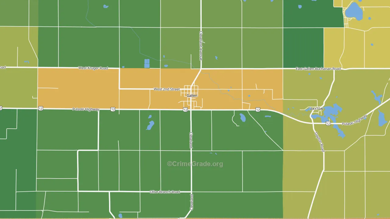 Galien, MI Map of Vandalism Rates