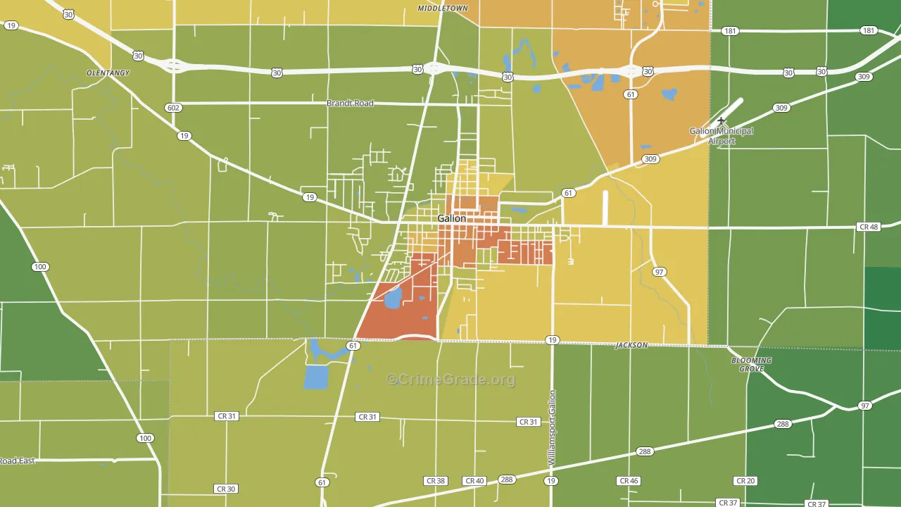 Galion, OH Map of Vandalism Rates