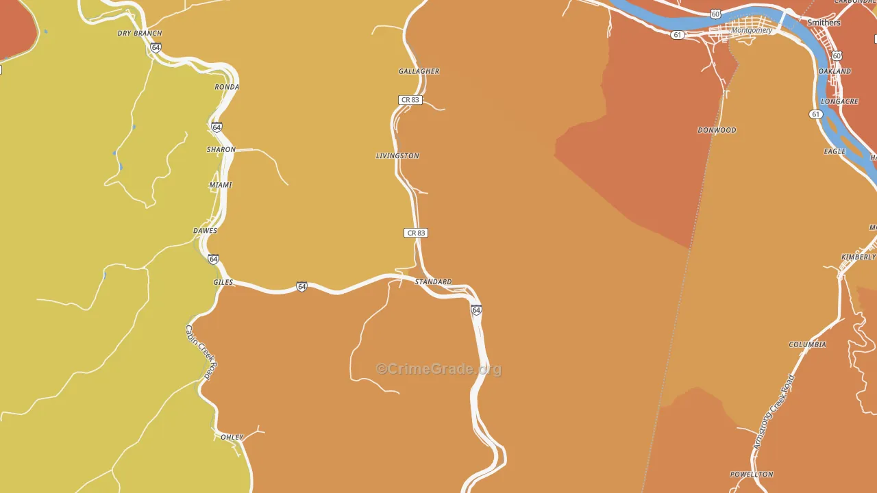 Gallagher, WV Map of Vandalism Rates