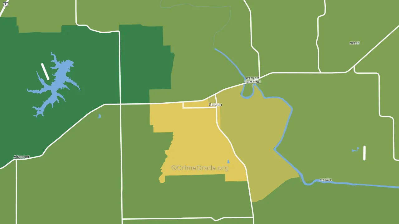 Gallatin, MO Map of Vandalism Rates