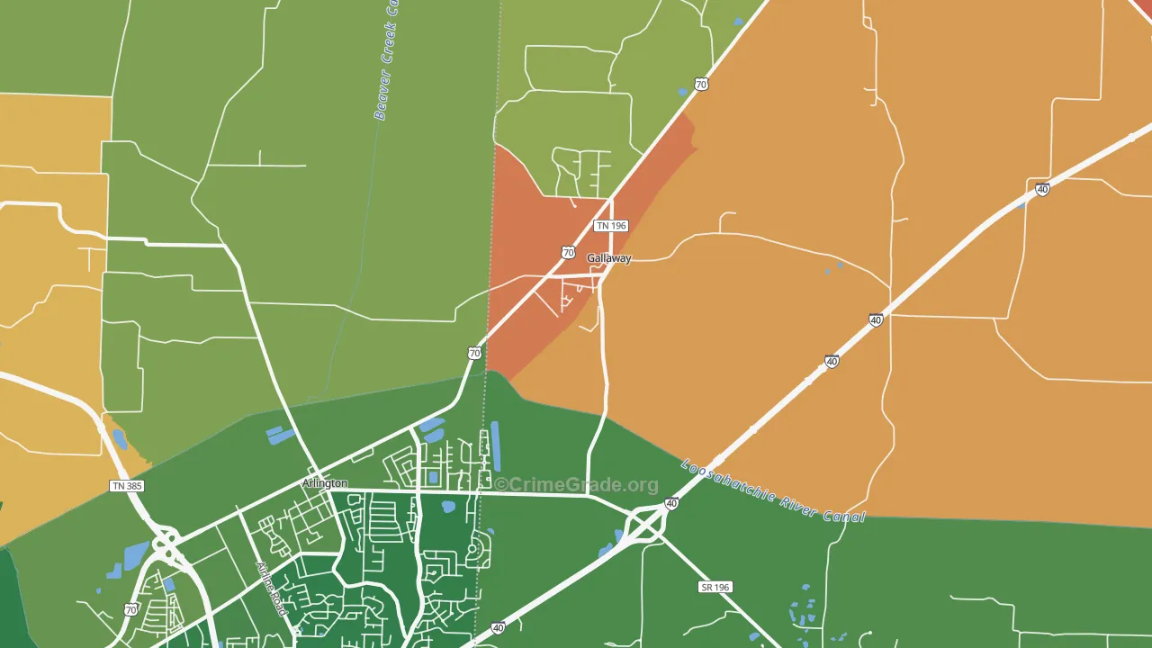 Gallaway, TN Map of Vandalism Rates