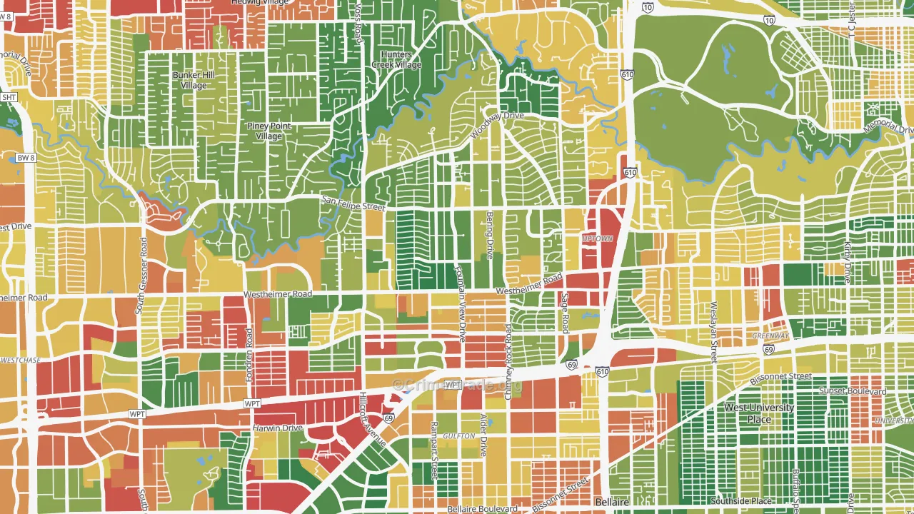 Galleria-Uptown, Houston, TX Map of Vandalism Rates