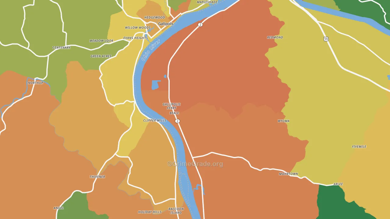 Gallipolis Ferry, WV Map of Vandalism Rates