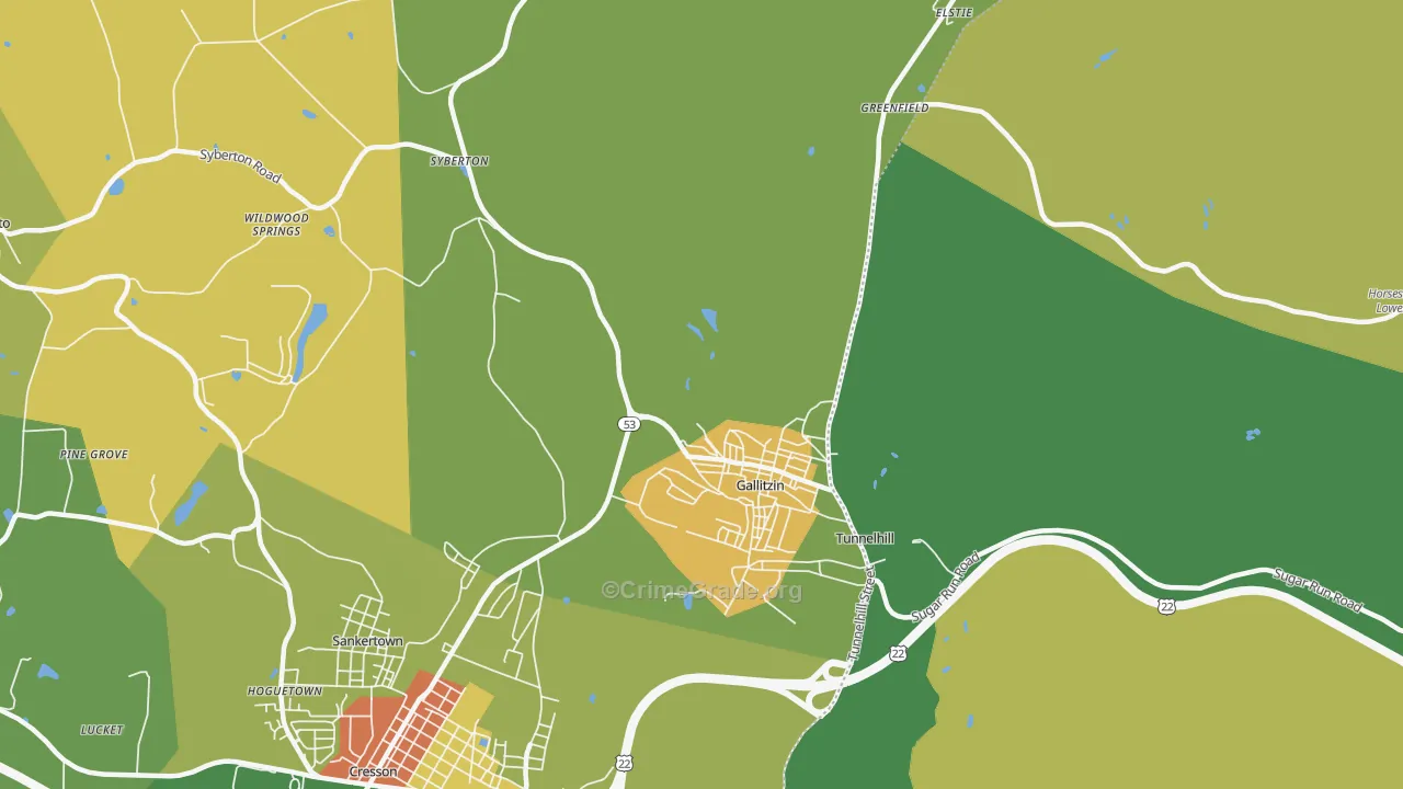 Gallitzin, PA Map of Vandalism Rates