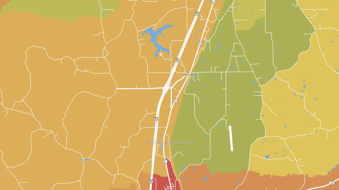 Gallman, MS Map of Vandalism Rates