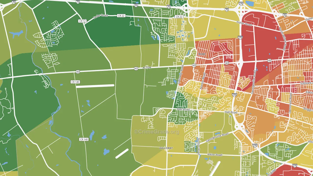 Galloway, OH Map of Vandalism Rates
