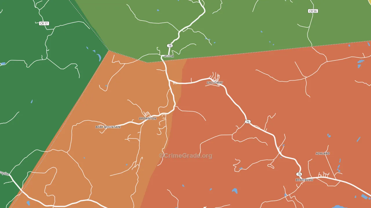 Galloway, WV Map of Vandalism Rates
