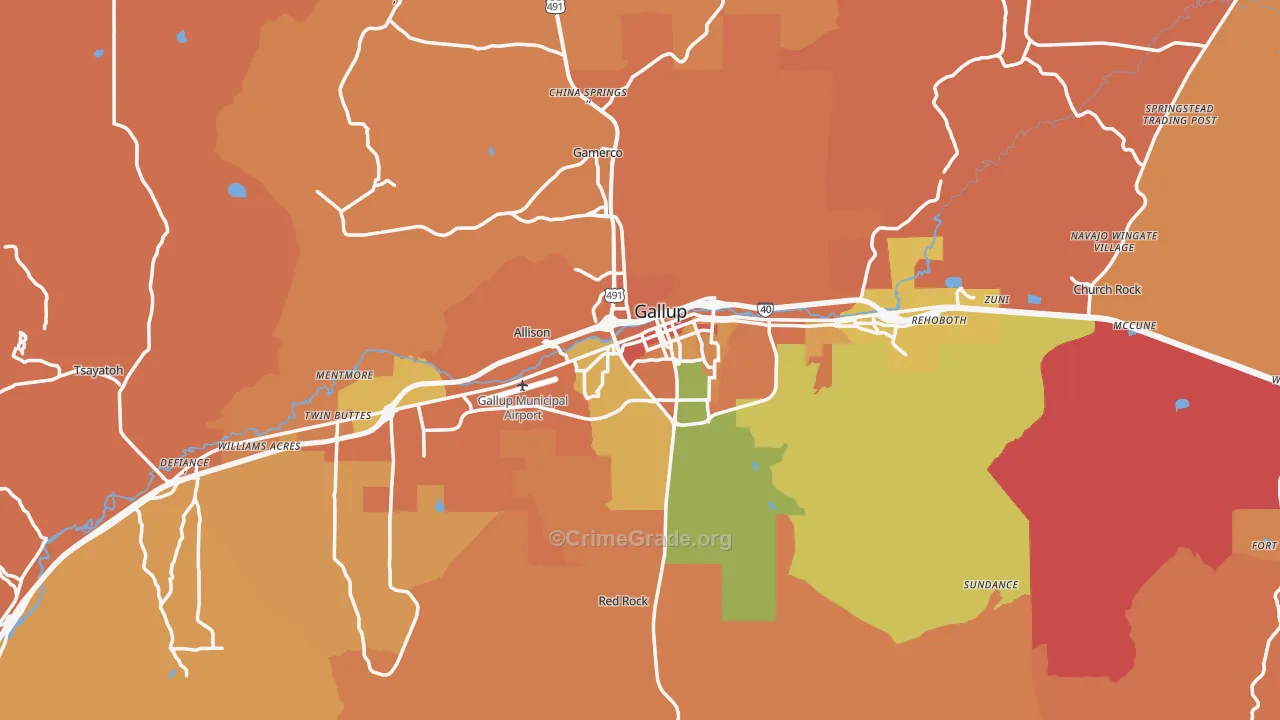 Gallup, NM Map of Vandalism Rates