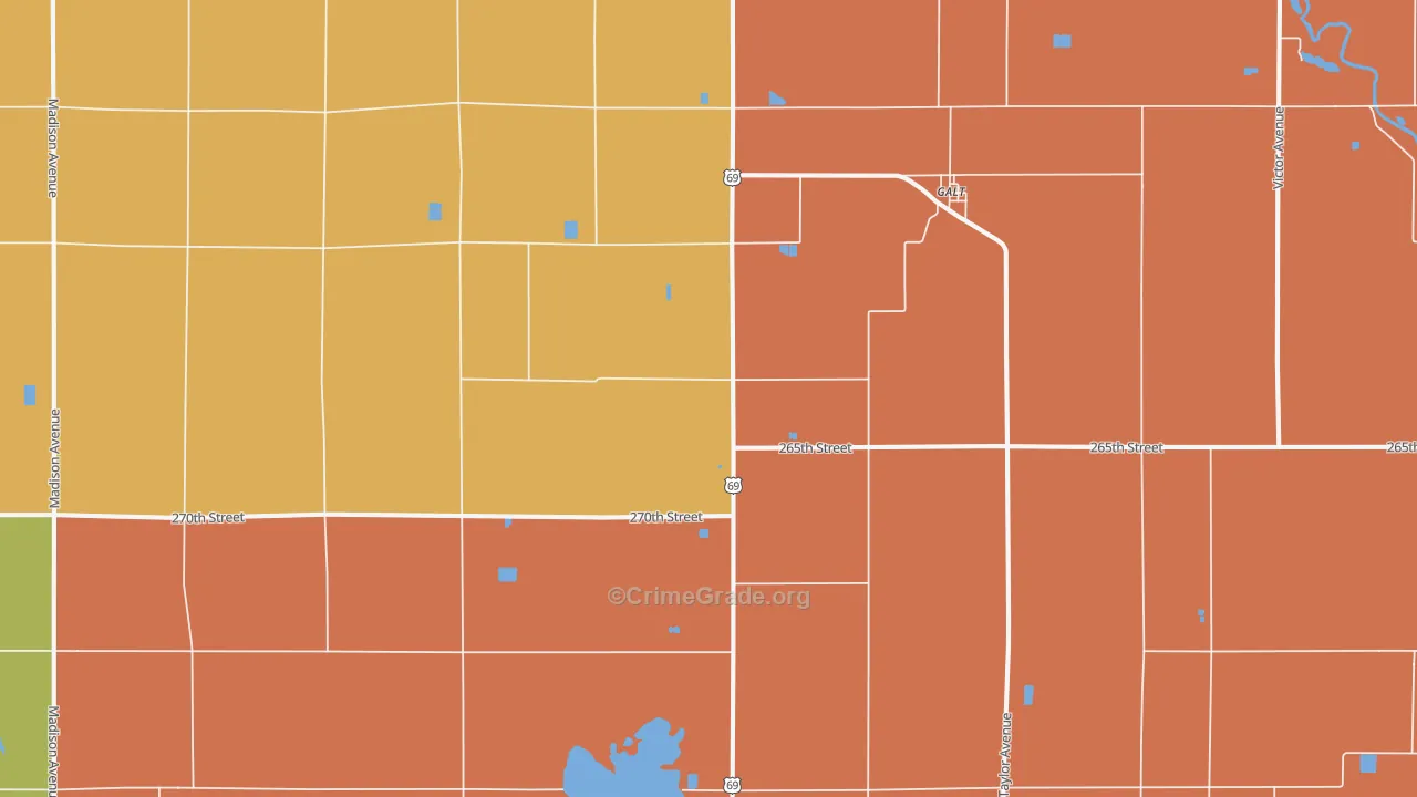 Galt, IA Map of Vandalism Rates