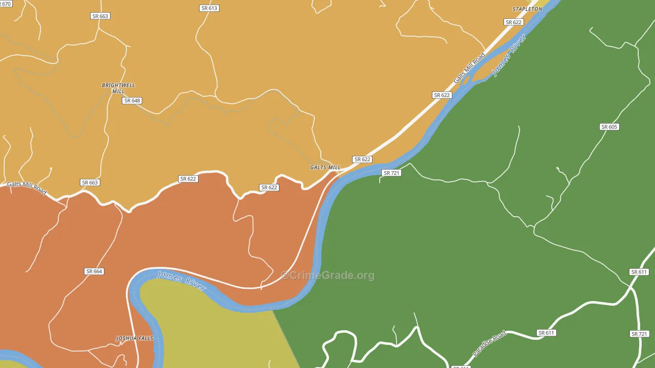Galts Mill, VA Map of Vandalism Rates