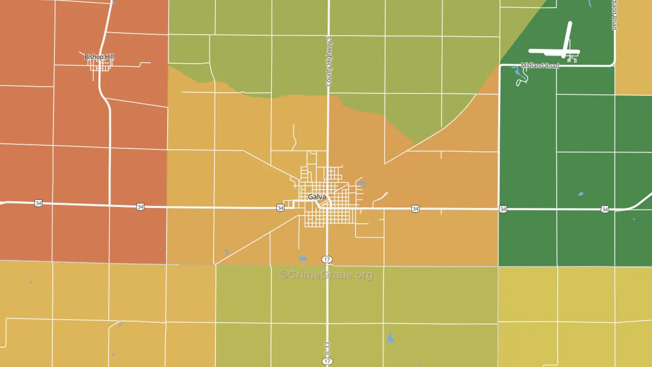 Galva, IL Map of Vandalism Rates