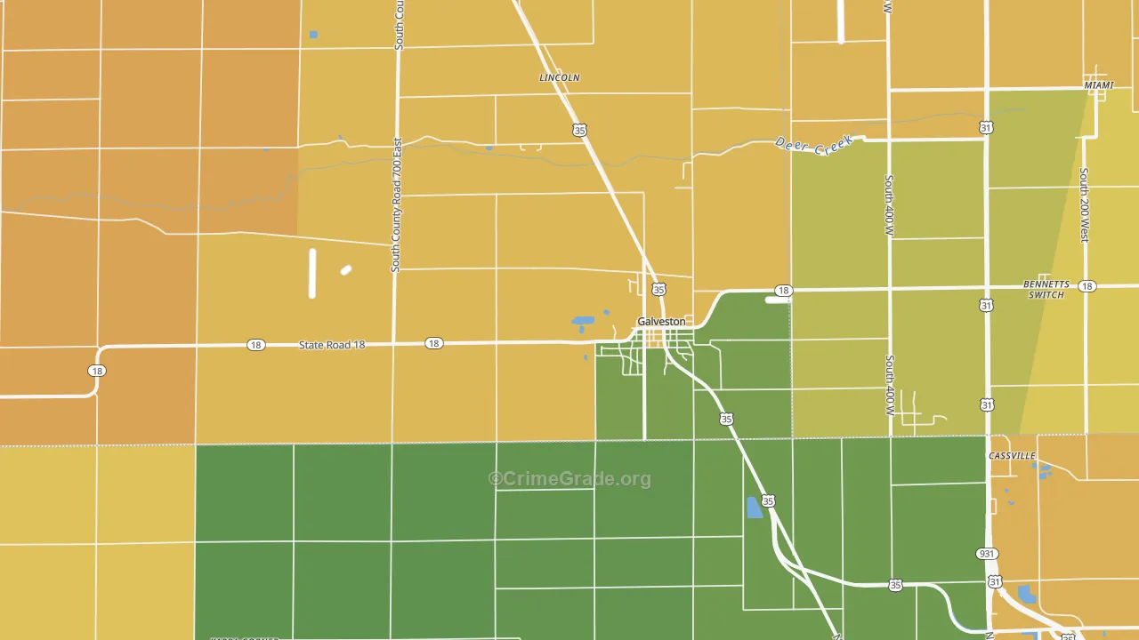 Galveston, IN Map of Vandalism Rates