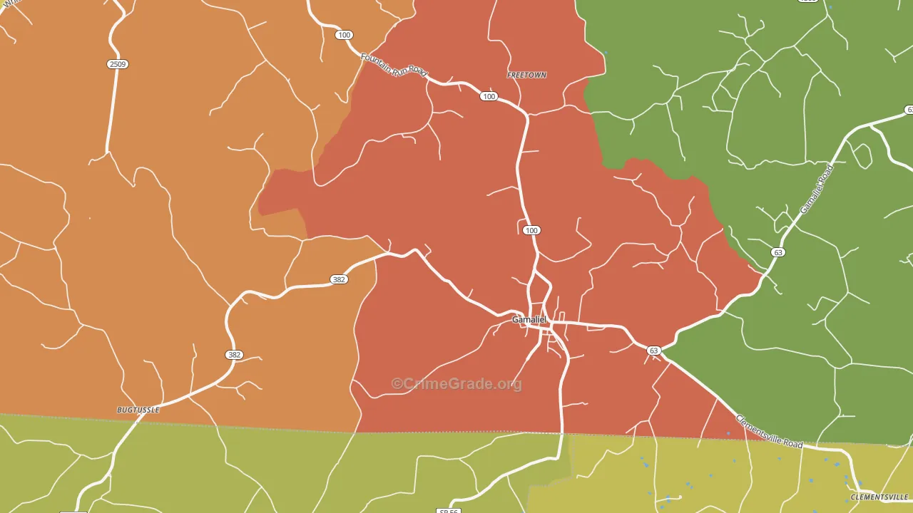 Gamaliel, KY Map of Vandalism Rates