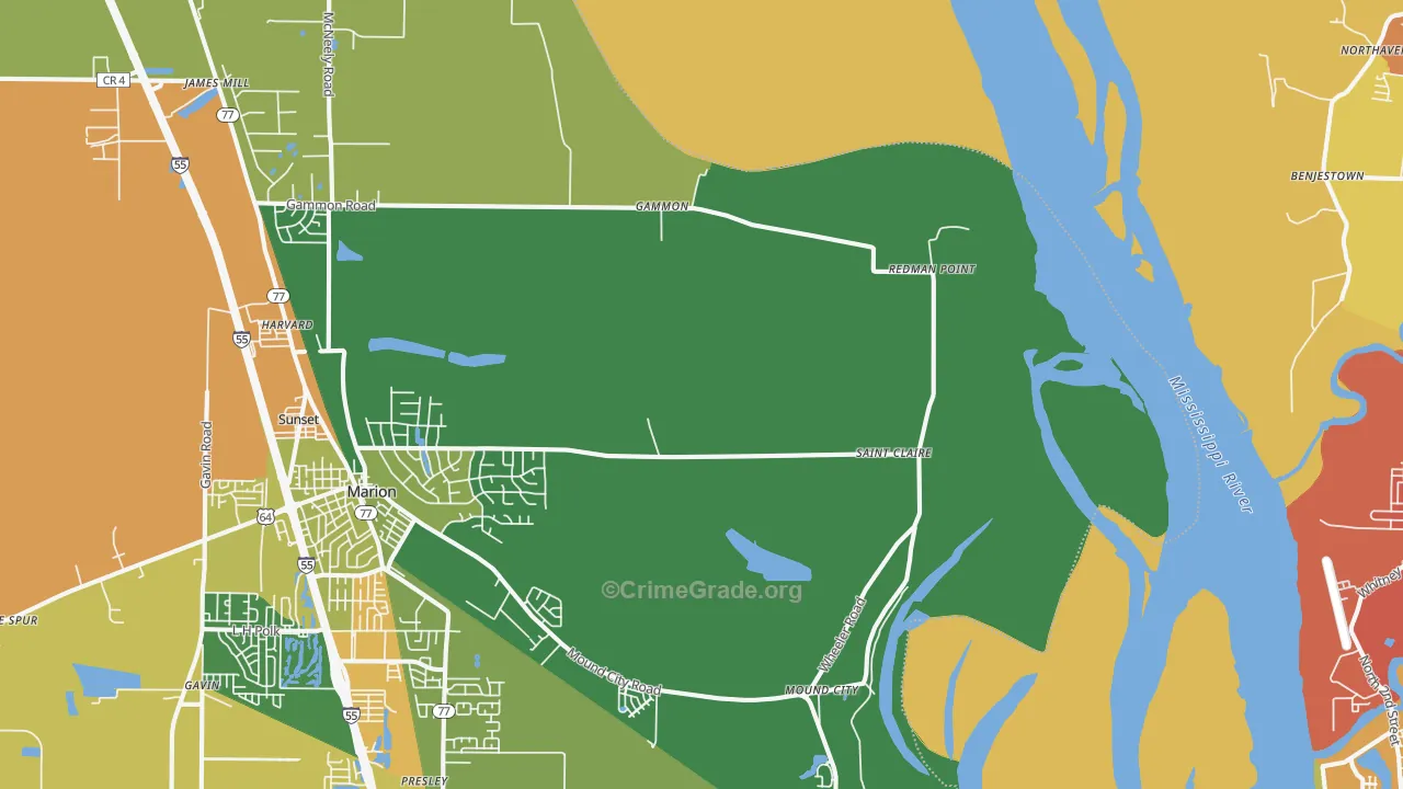 Gammon, AR Map of Vandalism Rates