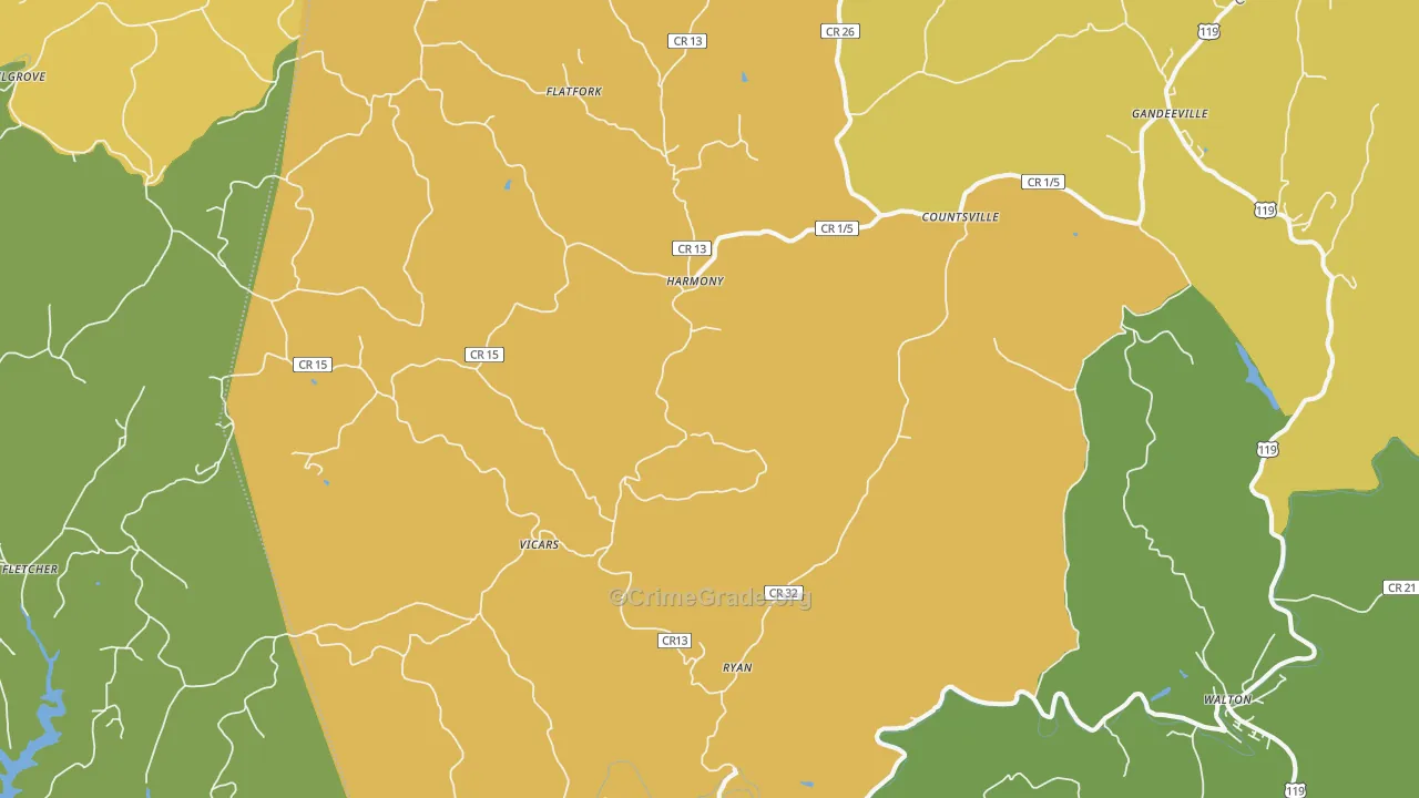 Gandeeville, WV Map of Vandalism Rates